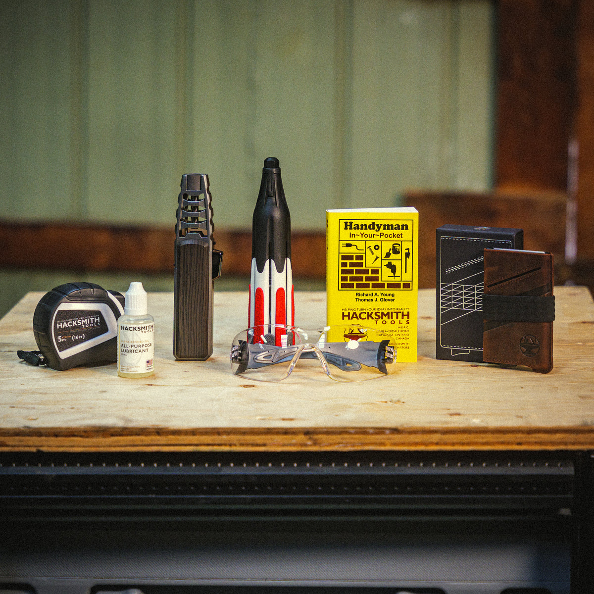 Hacksmith.store Ultimate Tool Bundle with various hand tools and accessories arranged in a sturdy storage case.