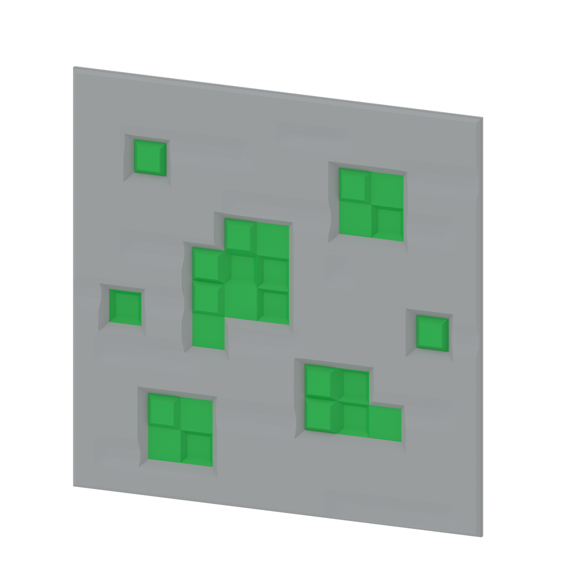 3D printable Hack Blocks fascia in emerald ore color from Hacksmith Industries, part of the free building set download.