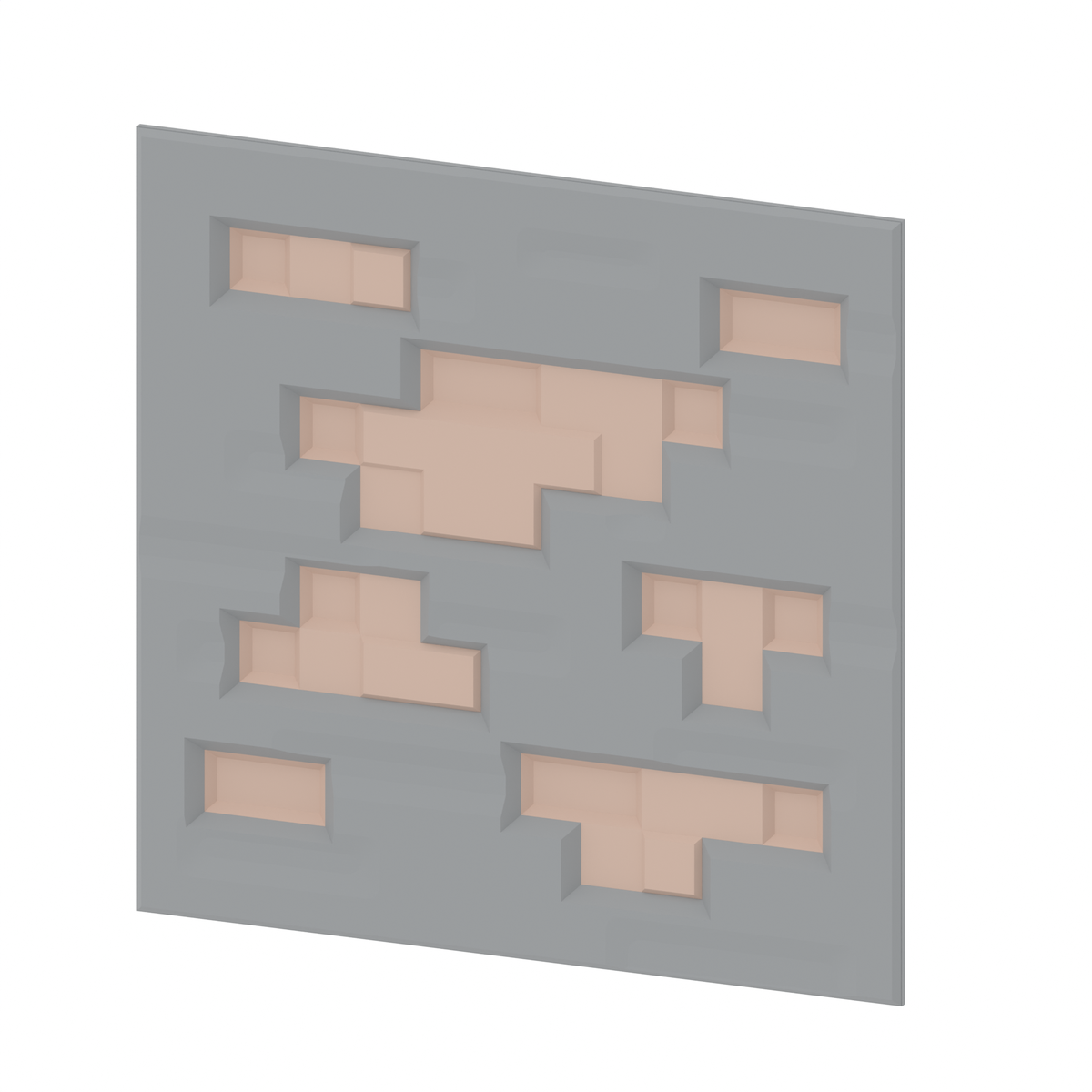 3D printable Hack Blocks fascia featuring Iron Ore design from Hacksmith Industries for building and creative projects.