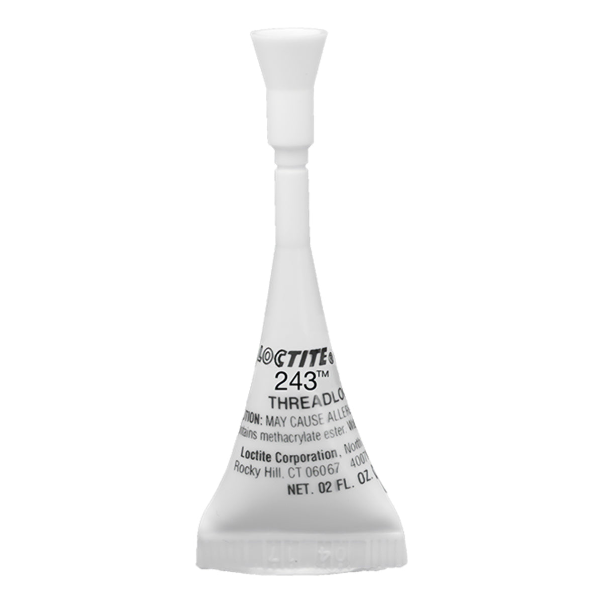 Loctite® 243 threadlocker capsule, 0.02 fl oz, used for securing and sealing threaded fasteners in mechanical applications.