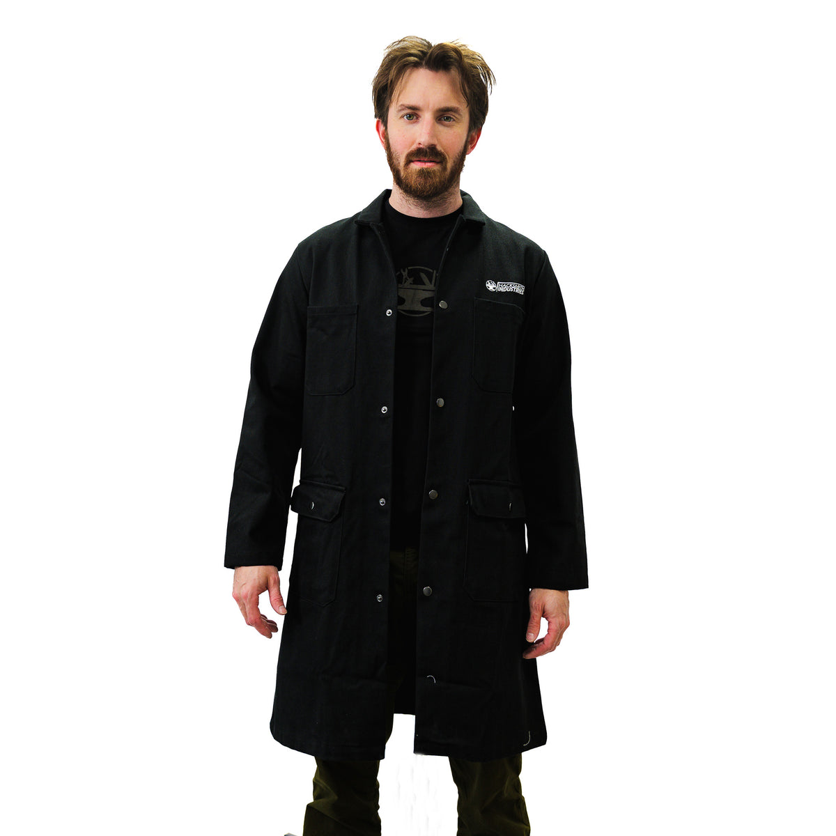 Fire-resistant workwear shop coat by Engineered By Hacksmith, showing durable fabric and functional design for industrial safety.