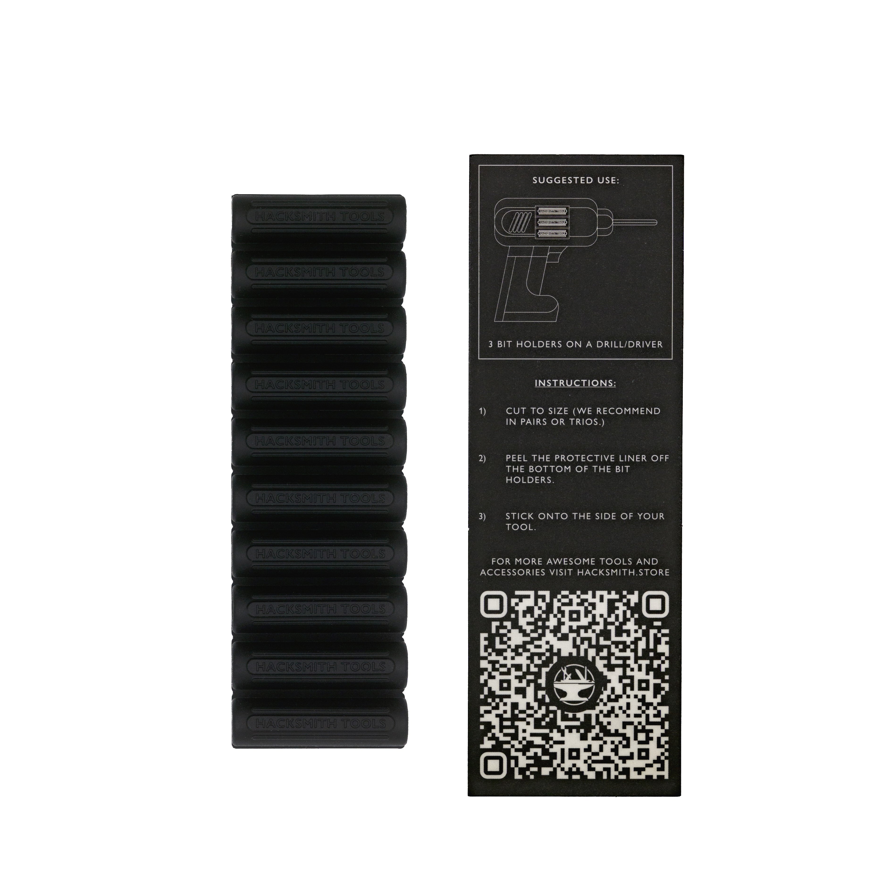 Hacksmith Tools 10-slot drill bit-holder bandolier, durable tool accessory for organizing and carrying drill bits.
