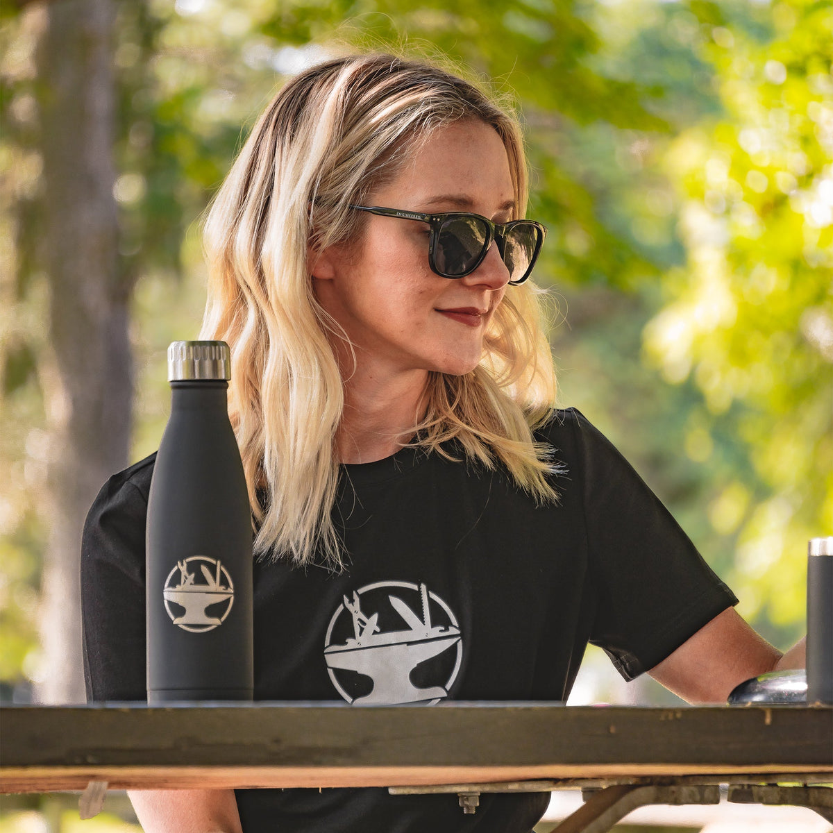 Women's Smith shirt by Engineered By Hacksmith, light-colored fabric with a casual fit and button-down front.