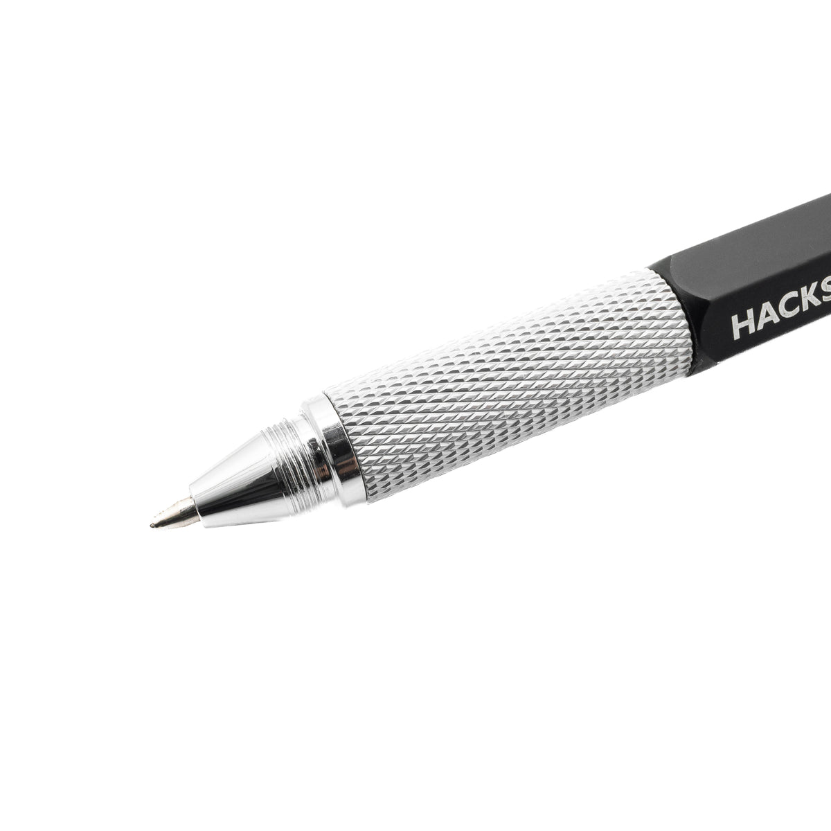 Black Hacksmith Tools aluminium 7-in-1 tool pen showing multiple built-in tools in compact design.