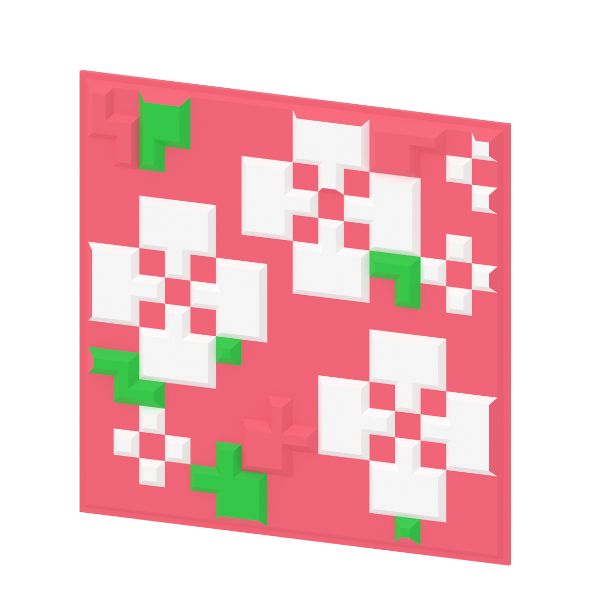 Cherry leaf fascia from Hack Blocks 3D printable building set by Hacksmith Industries, featuring detailed leaf textures and vibrant colors.