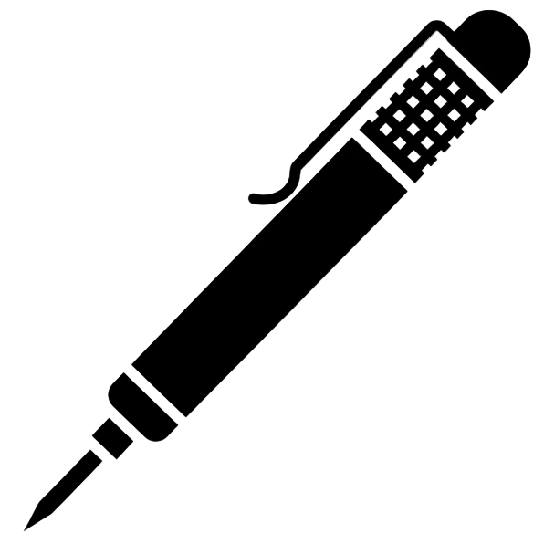 A black icon on a white background of a metal scribe