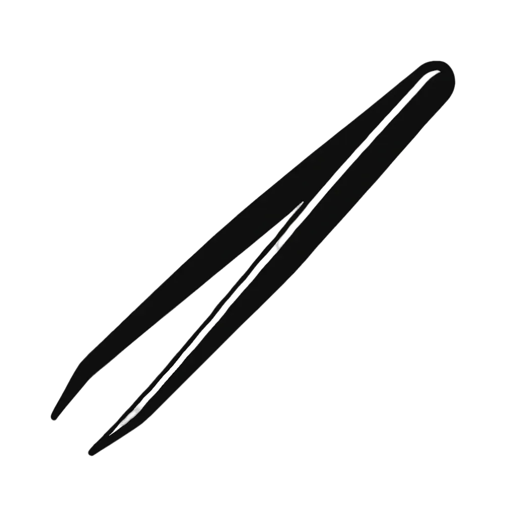 A vector image of simple tweezers, black with white background 